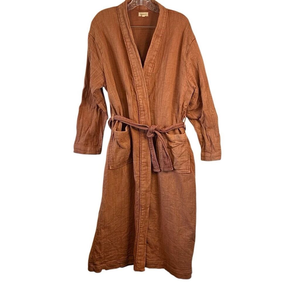 World Market 100% Cotton Orange Fall Bath Lounge Robe